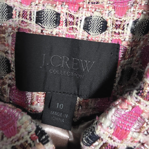 J. Crew Collection Pink and Black Checkered Metallic Tweed Blazer 10 Jenna Lyons - Picture 2 of 5